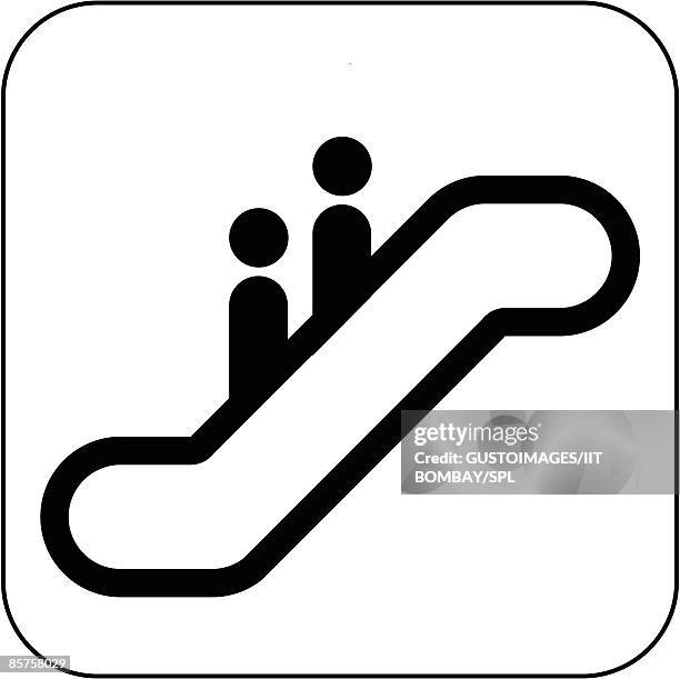 escalator symbol against white background - going up escalator stock illustrations