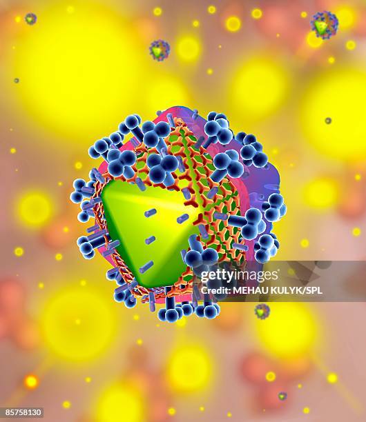 hiv virus particles - capsid stock illustrations