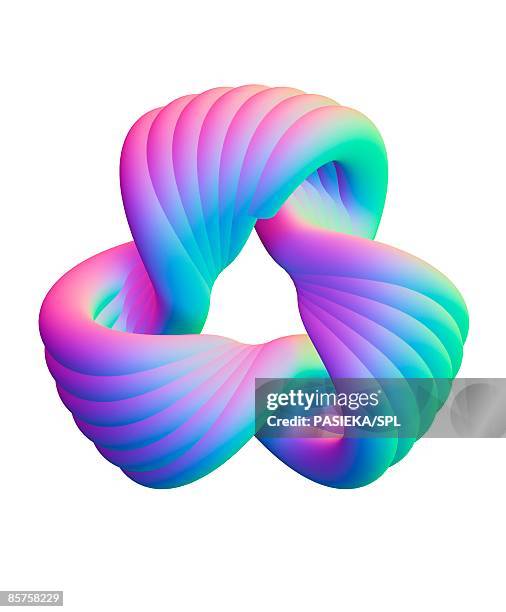 torus knot, computer artwork - interlocked stock illustrations