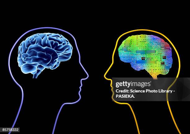 artificial intelligence and cybernetics - artificial intelligence brain stock illustrations