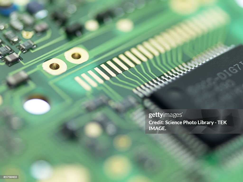 Microprocessor chip in circuit board
