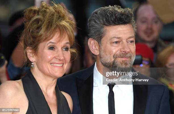 Andy Serkis and Lorraine Ashbourne attend the European Premiere of "Breathe" on the opening night gala of the 61st BFI London Film Festival on...