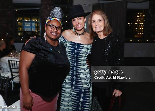 Grizelda Grootboom, Amel Larrieux and Gloria Steinem attend the Coalition Against Trafficking In Women's 2017 Gala, Game Change: A Night Of...