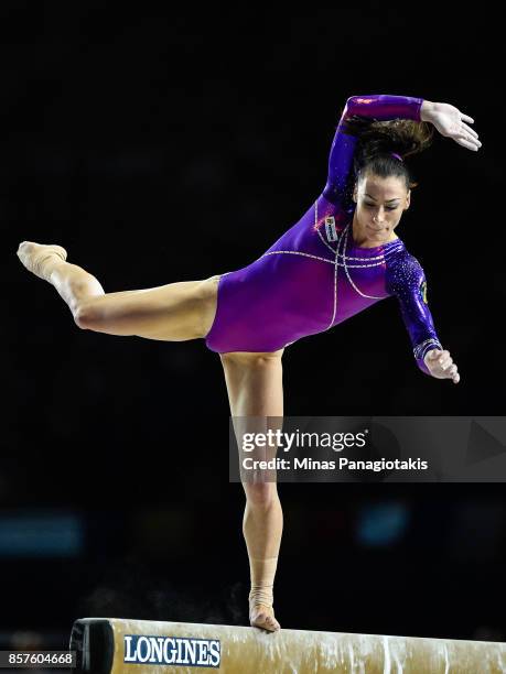 Catalina Ponor of Romania slips as she competes on the balance beam during the qualification round of the Artistic Gymnastics World Championships on...