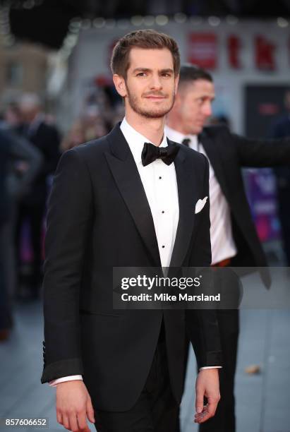 Andrew Garfield attends the European Premiere of "Breathe" on the opening night gala of the 61st BFI London Film Festival on October 4, 2017 in...