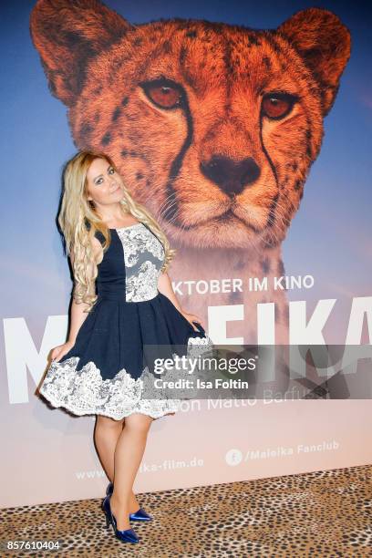 Lifestyle Blogger Nadine Trompka attends the 'Maleika' Film Premiere at Zoo Palast on October 4, 2017 in Berlin, Germany.