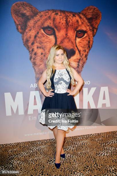 Lifestyle Blogger Nadine Trompka attends the 'Maleika' Film Premiere at Zoo Palast on October 4, 2017 in Berlin, Germany.