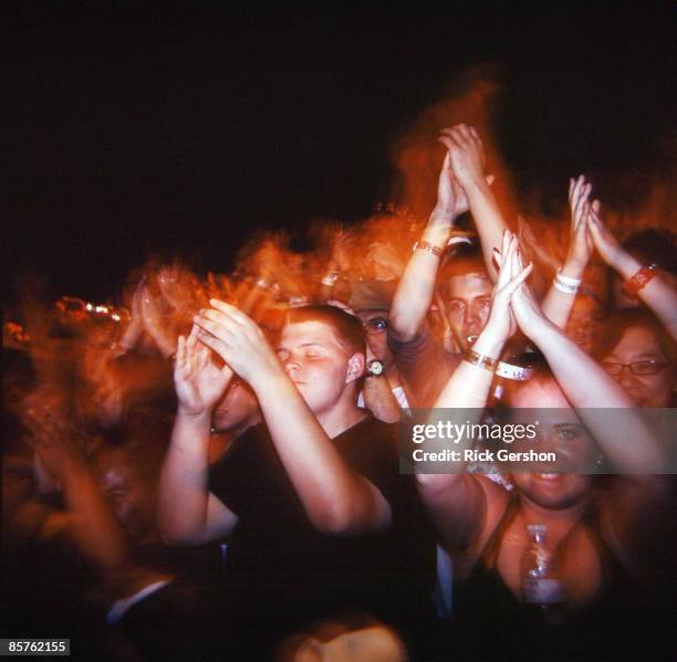 Fans take in the music at the Coachella Valley Music and Arts Festival at the Empire Polo Fields on April 27, 2008 in Indio, California. The...