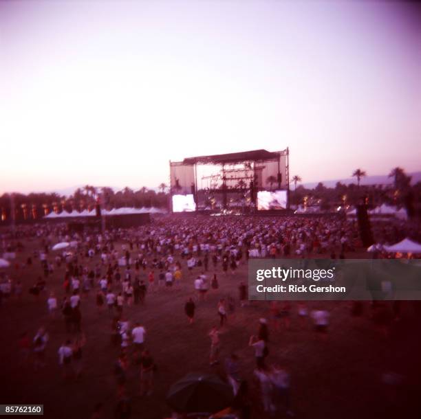 Fans take in the music at the Coachella Valley Music and Arts Festival at the Empire Polo Fields on April 27, 2008 in Indio, California. The...