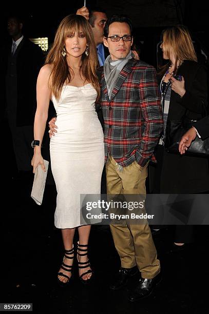 Jennifer Lopez and Marc Anthony attend the TOPSHOP TOPMAN private dinner to celebrate the flagship store opening at Balthazar on April 1, 2009 in New...