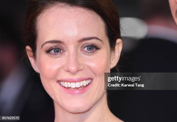 Claire Foy attends the European Premiere of "Breathe" on the opening night Gala of the 61st BFI London Film Festival at the Odeon Leicester Square on...