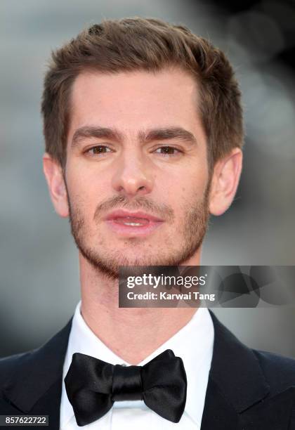 Andrew Garfield attends the European Premiere of "Breathe" on the opening night Gala of the 61st BFI London Film Festival at the Odeon Leicester...