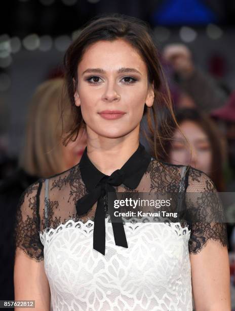 Bella Dayne attends the European Premiere of "Breathe" on the opening night Gala of the 61st BFI London Film Festival at the Odeon Leicester Square...