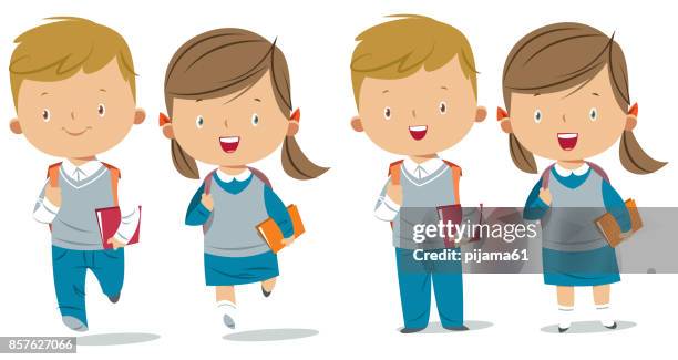 ilustraciones, imágenes clip art, dibujos animados e iconos de stock de school para niños - school uniform