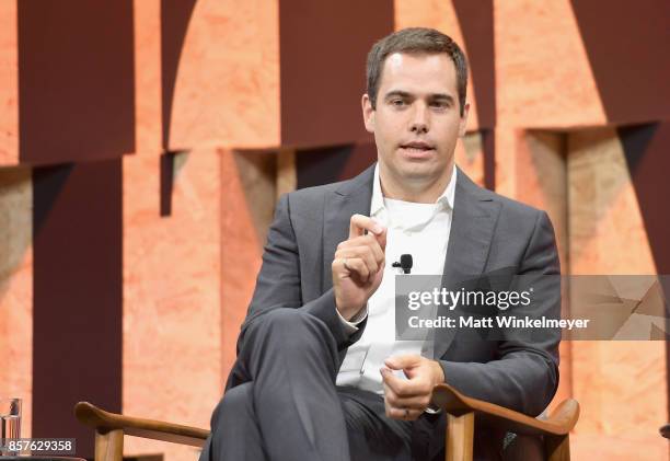 Director of Product at Kitty Hawk Cameron Robertson speaks onstage during Vanity Fair New Establishment Summit at Wallis Annenberg Center for the...