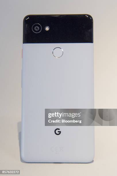 The Google Inc. Pixel 2 XL smartphone is displayed during a product launch event in San Francisco, California, U.S., on Wednesday, Oct. 4, 2017....