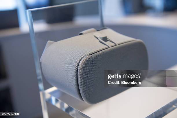 The Google Inc. Daydream virtual reality headset is displayed during a product launch event in San Francisco, California, U.S., on Wednesday, Oct. 4,...