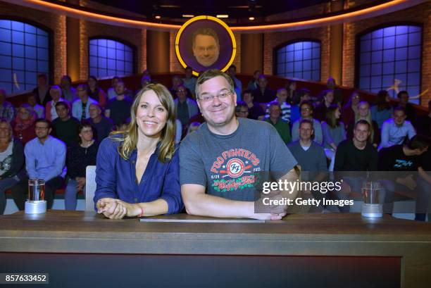 Anneke Kim Sarnau and Elton attend 250th episode of "Wer weiss denn sowas" at Studio Hamburg on October 4, 2017 in Hamburg, Germany.