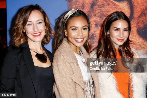 German actress Maike von Bremen, German presenter Alexandra Maurer and German actress Sila Sahin attend the 'Maleika' Film Premiere at Zoo Palast on...