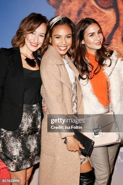 German actress Maike von Bremen, German presenter Alexandra Maurer and German actress Sila Sahin attend the 'Maleika' Film Premiere at Zoo Palast on...