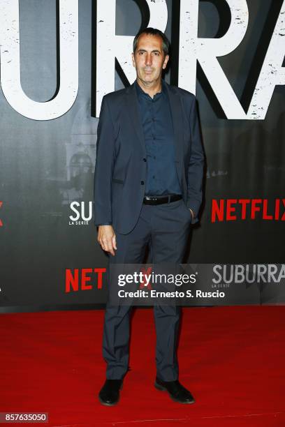 Paolo Calabresi attends Netflix's Suburra The Series Premiere at The Space Moderno on October 4, 2017 in Rome, Italy.