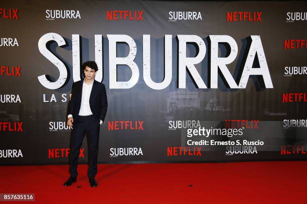 Eduardo Valdarnini attends Netflix's Suburra The Series Premiere at The Space Moderno on October 4, 2017 in Rome, Italy.