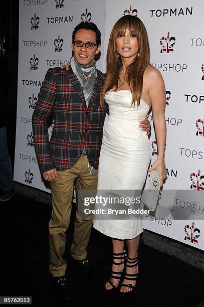 Jennifer Lopez and Marc Anthony attends the TOPSHOP TOPMAN private dinner to celebrate the flagship store opening at Balthazar on April 1, 2009 in...