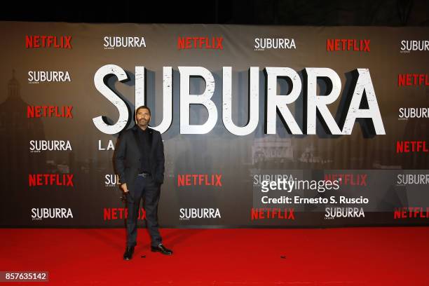 Adamo Dionisi attends Netflix's Suburra The Series Premiere at The Space Moderno on October 4, 2017 in Rome, Italy.
