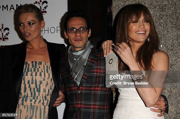 Kate Moss, Marc Anthony and Jennifer Lopez attend the TOPSHOP TOPMAN private dinner to celebrate the flagship store opening at Balthazar on April 1,...