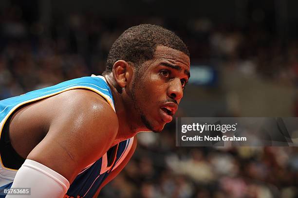Chris Paul of the New Orleans Hornets looks on against the Los Angeles Clippers at Staples Center on April 1, 2009 in Los Angeles, California. NOTE...