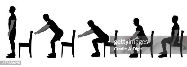 good sitting form - stretching while sitting on a chair stock illustrations