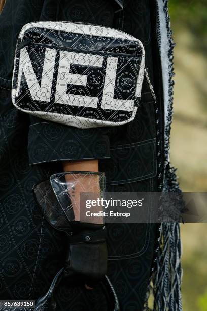 Clothing Detail at the Chanel Paris show as part of the Paris Fashion Week Womenswear Spring/Summer 2018 on October 3, 2017 in Paris, France.