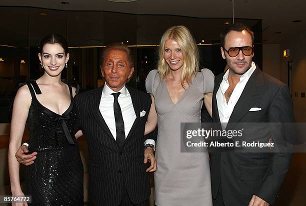 Actress Anne Hathaway, designer Valentino Garavani, actress Gwyneth Paltrow and designer Tom Ford arrive at the L.A. Premiere of "Valentino: The Last...