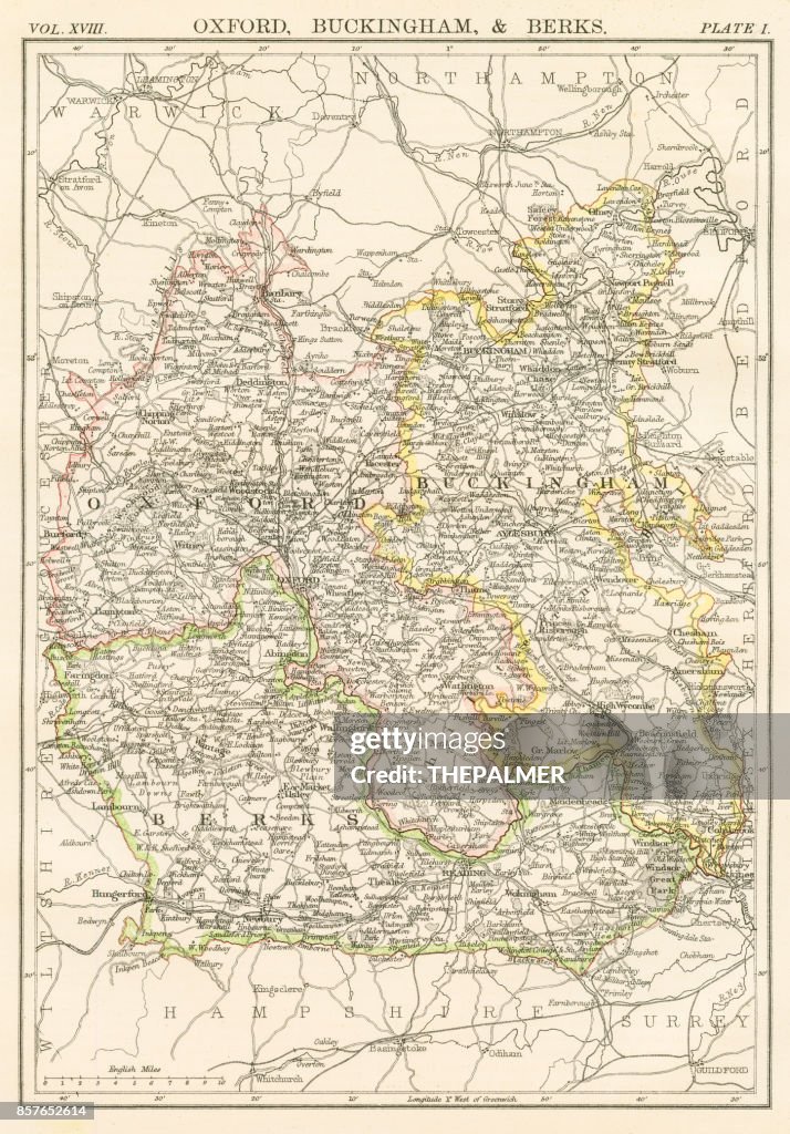 Oxford and Buckingham map 1885