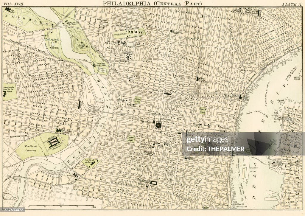 Karte von Philadelphia 1885