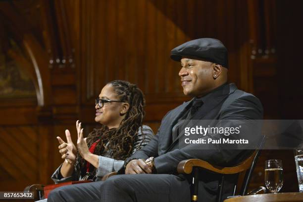 Ava DuVernay and LL Cool J were among the eight recipients of the 2017 W.E.B. DuBois Medal at Harvard University's Sanders Theatre on October 4, 2017...