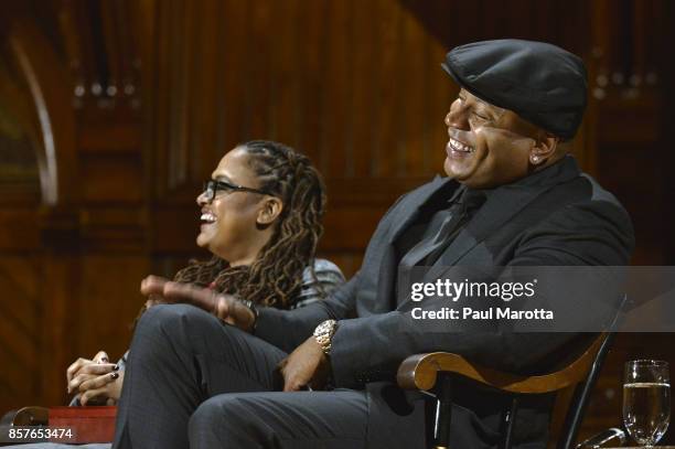 Ava DuVernay and LL Cool J were among the eight recipients of the 2017 W.E.B. DuBois Medal at Harvard University's Sanders Theatre on October 4, 2017...