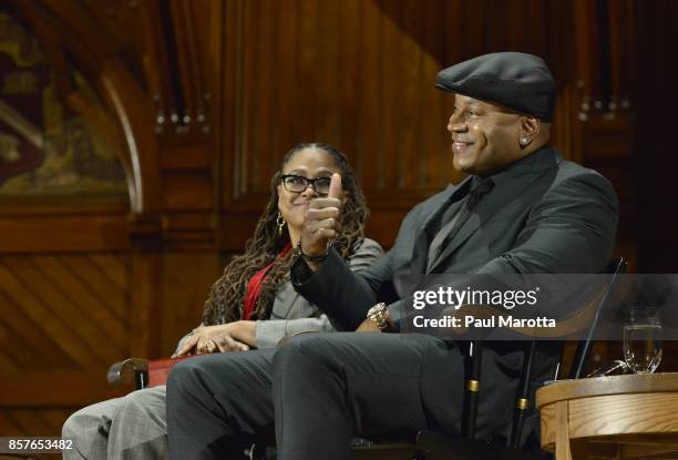 Ava DuVernay and LL Cool J were among the eight recipients of the 2017 W.E.B. DuBois Medal at Harvard University's Sanders Theatre on October 4, 2017...