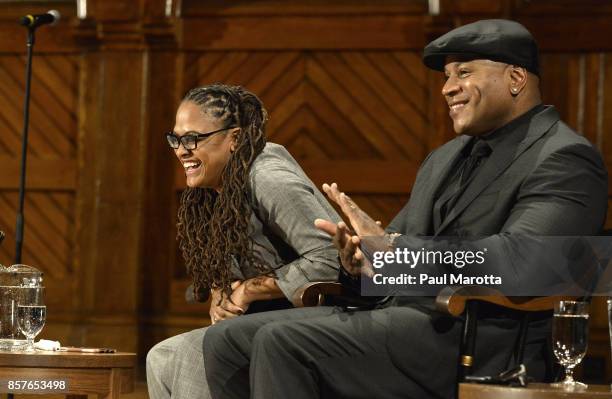 Ava DuVernay and LL Cool J were among the eight recipients of the 2017 W.E.B. DuBois Medal at Harvard University's Sanders Theatre on October 4, 2017...