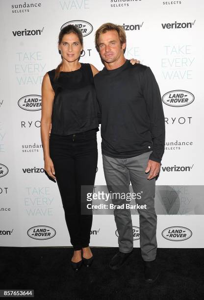 Gabrielle Reece and Laird Hamilton attend the "Take Every Wave: The Life Of Laird Hamilton" New York Premiere at The Metrograph on October 4, 2017 in...