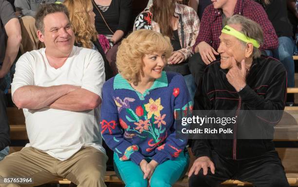 Actors Jeff Garlin, Wendi McLendon-Covey, and George Segal attend an event celebrating the 100th episode of TVs hit comedy The Goldbergs on October...