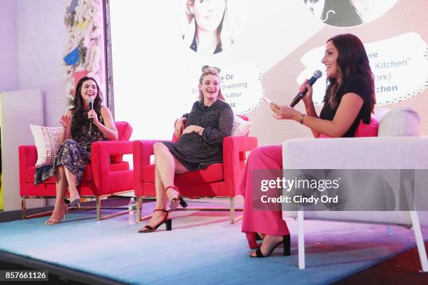 Katie Lee, Daphne Oz and Founder & CEO of Brit + Co Brit Morin speak onstage as Brit + Co Kicks Off Experiential Pop-Up #CreateGood with Allison...