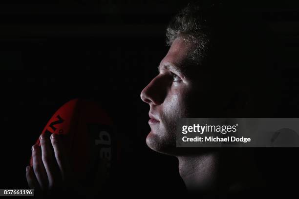 Andrew McPherson from Woodville- West Torrens poses during the AFL Draft Combine at Etihad Stadium on October 5, 2017 in Melbourne, Australia.