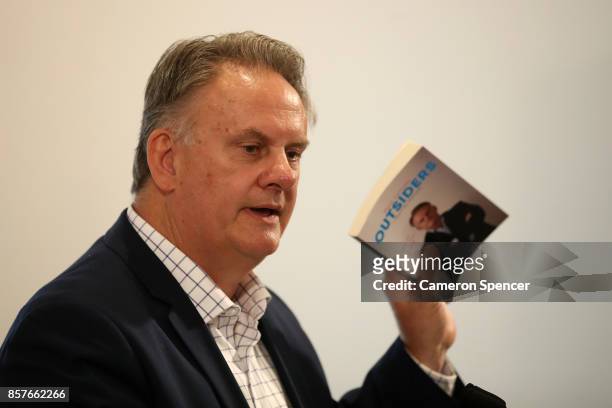 Mark Latham talks during the launch of his new book 'Outsiders - I won't be silenced' on October 5, 2017 in Sydney, Australia. The former Leader of...