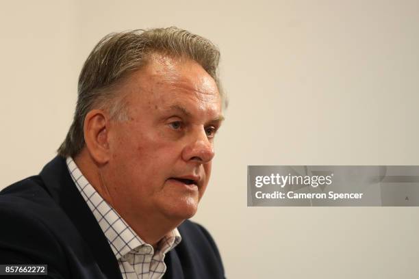 Mark Latham talks during the launch of his new book 'Outsiders - I won't be silenced' on October 5, 2017 in Sydney, Australia. The former Leader of...