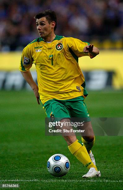 Lithuania player Mantas Savenas in action during the group 7 FIFA2010 World Cup Qualifier between France and Lithuania at Saint Denis, Stade de...