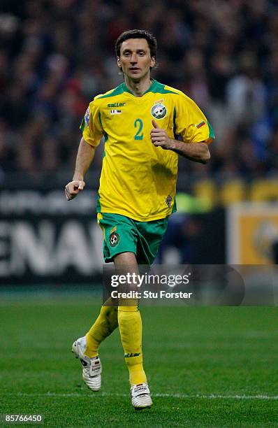 Lithuania player Deividas Semberas in action during the group 7 FIFA2010 World Cup Qualifier between France and Lithuania at Saint Denis, Stade de...