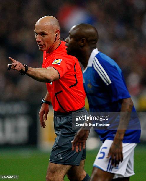 Referee Howard Webb in action during the group 7 FIFA2010 World Cup Qualifier between France and Lithuania at Saint Denis, Stade de France on April...