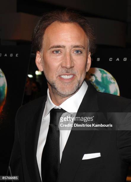 Actor Nicolas Cage attends the premiere of "Knowing" at the AMC Loews Lincoln Square on March 9, 2009 in New York City.