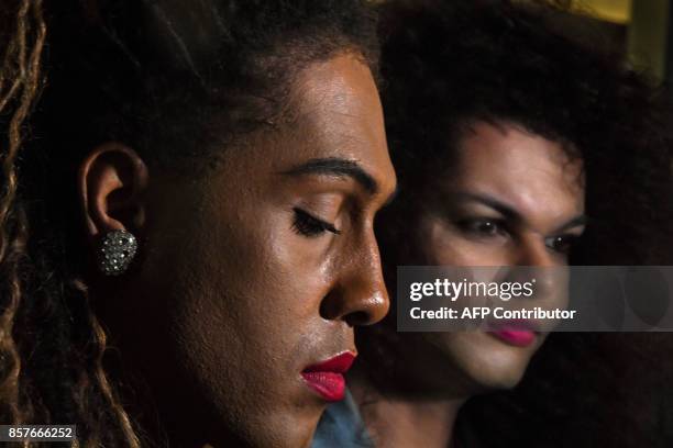 Vocalists of the Brazilian Band "As Bahias e a Cozinha Mineira", Raquel Virginia and Assucena Assucena pose for a picture after an exclusive...